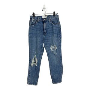 Abercrombie & Fitch EUC Medium Wash Distressed High Rise Mom Jeans Size 6 Short
